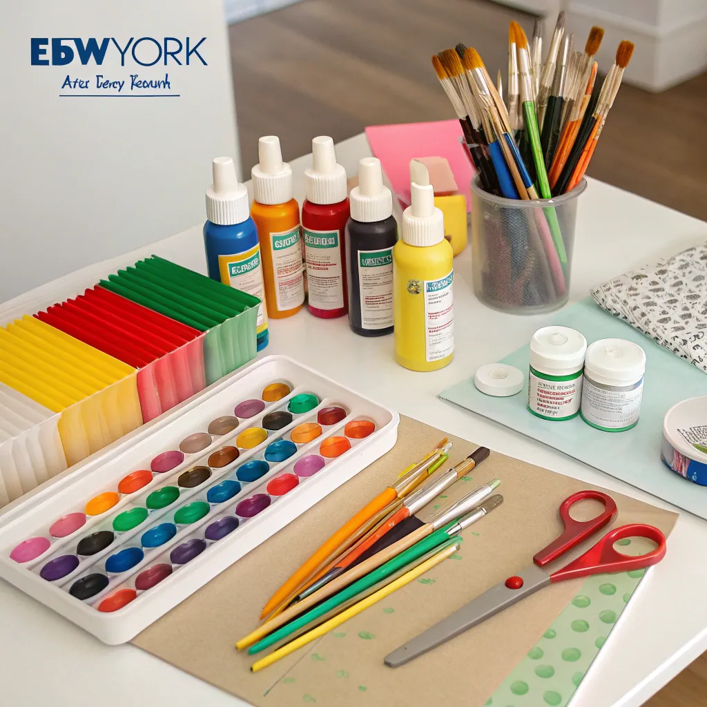 Various arts and crafts supplies available at EWBNEWYORK